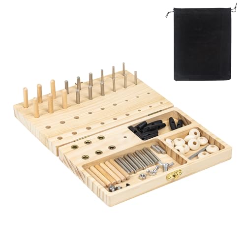 Foldable Wooden Pegboard for Finger Dexterity,43-Holes Peg Board for Occupational Therapy,Multi-Functional for Rock Climbing,Athletes,Musicians and Therapy