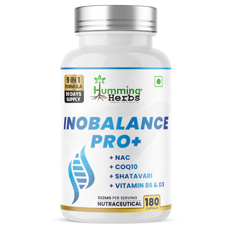 Humming Herbs Inobalance Pro+ — Myo-Inositol, NAC, CoQ10, Shatavari, Zinc, L-Methylfolate, Vitamin B6 & D3 — 922 mg per Serving — 180 Veg Capsules (180) 180 Count (Pack of 1)