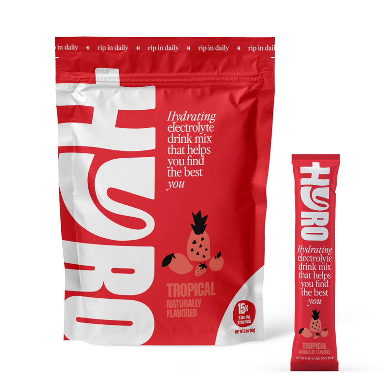 HYRO Electrolyte Powder Packets, Sugar Free, Tropical, 15 Count | Magnesium, Potassium & Vitamin C for daily hydration. Keto & Vegan friendly. Sugar-free with no artificial sweeteners added.