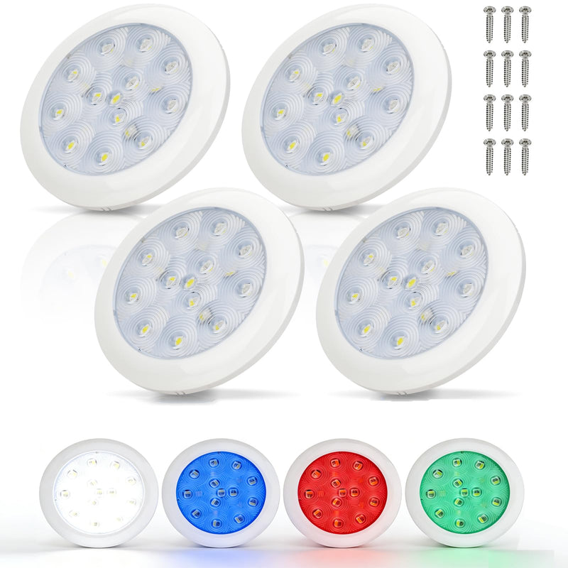 LED Boat courtesy Lights, 12V 3.9 Inch RGBW Marine Interior Lighting, IP67 Waterproof Boat Cabin Lights, Super Bright Anti-Glare Marine Deck Lighting for Pontoon Bass Sailboat