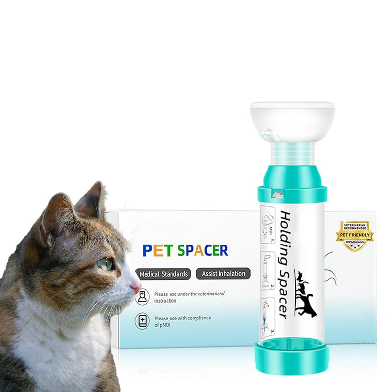 Cat Inhaler Spacer with Round Silicone Mask – Feline Aerosol Chamber for Cats with a Respiratory Condition (Includes 1 Mask Sizes) Cats 10lbs or Less