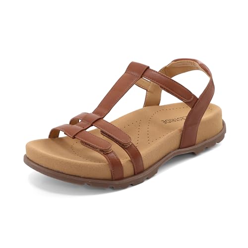 Women's Orthopedic Walking Sandals with Arch Support and Adjustable Ankle & Foot Straps, Comfortable for Everyday Wear 8 Brown