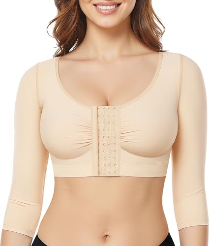 BRABIC Upper Arm Shaper for Women Fajas Post Surgery Compression Sleeves Small Beige