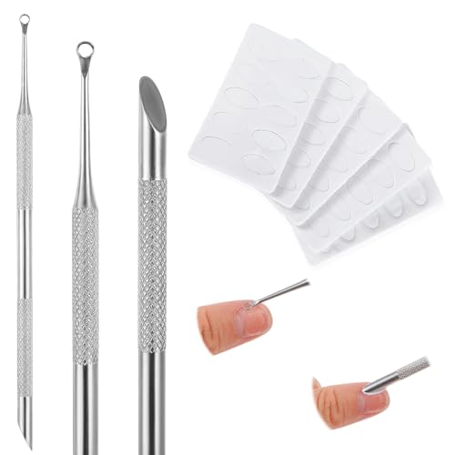 TIESOME Cuticle Pusher with 2 Ends, 1 Pcs Pre-Treatment Cuticle Pusher with 5 Sandpaper Sheets, Russian Prep Nail Art Dead Skin Removing Manicure Tool for Manicure Pedicure Nail Art (Silver) Silver