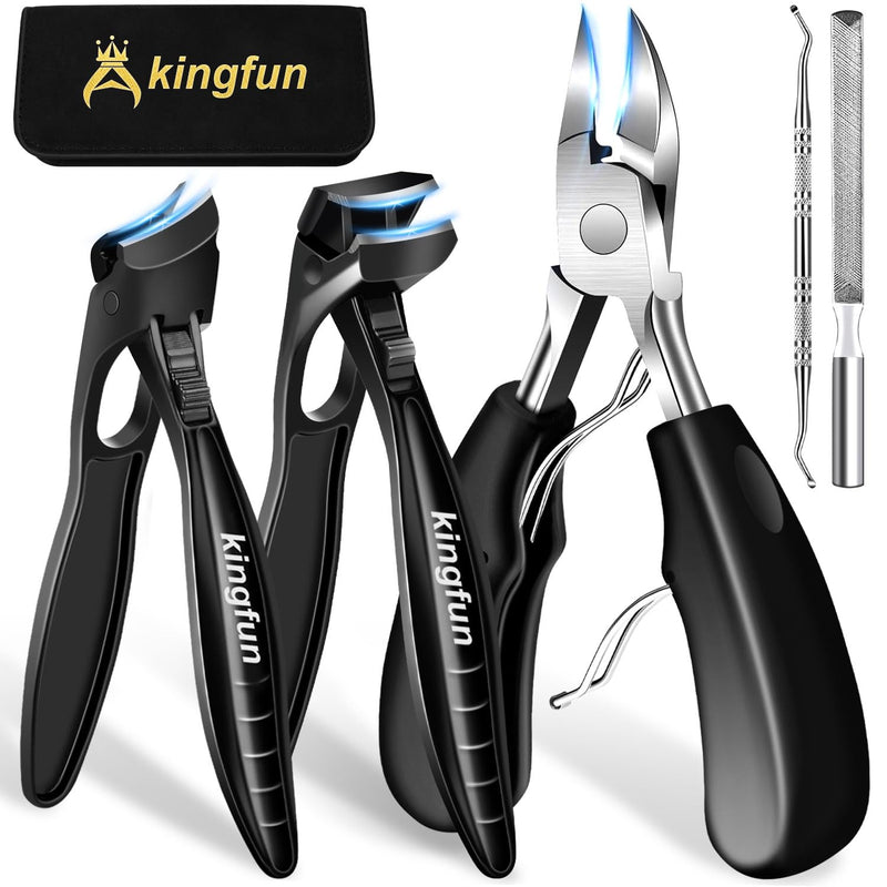 Kingfun Toenail Clippers for Seniors, Ingrown Toe Nail Clippers for Thick Nails for Seniors, Heavy Duty Toenail Clippers for Thick Toenails, Angled Head Thick Toe Nail Clippers for Men 5Pcs