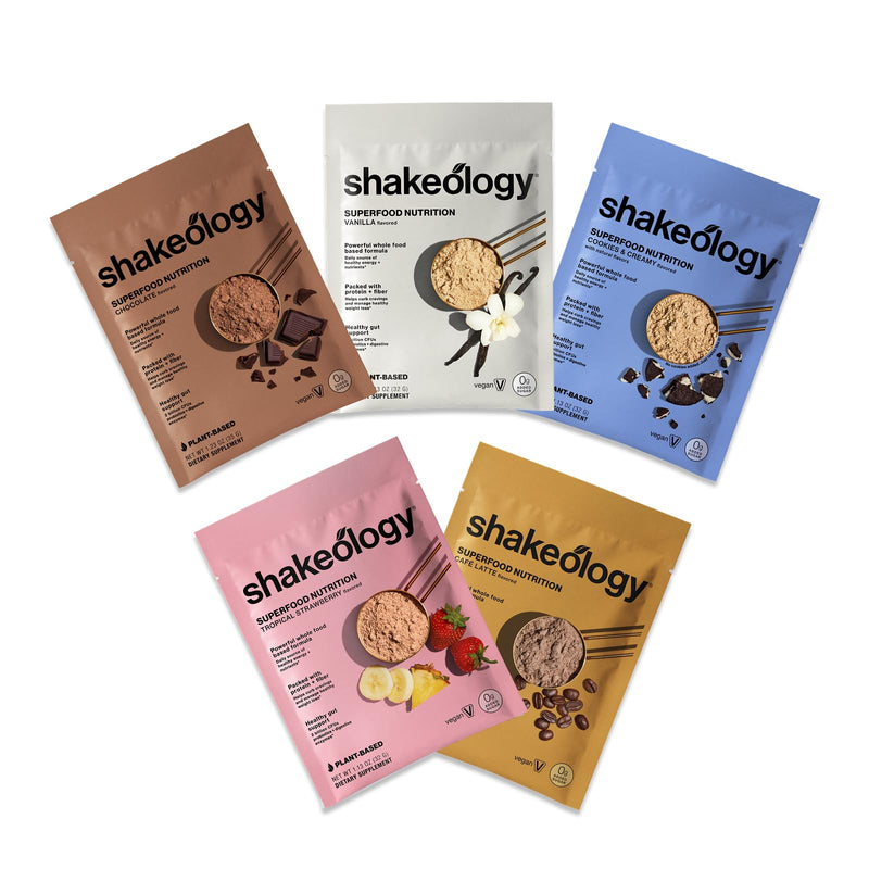 BODi Shakeology 0g Added Sugar Sampler Pack - Plant-Based Protein Powder | Gluten free, superfood protein shake with vitamins & minerals, helps support healthy weight loss, lean muscle & gut health 0g Sugar