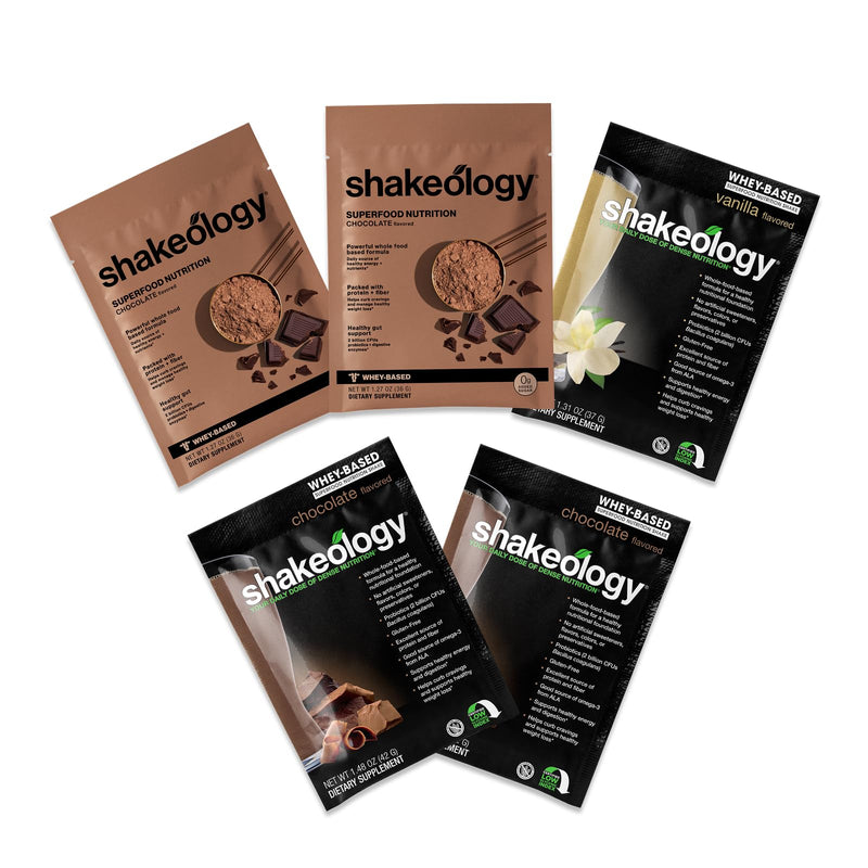BODi Shakeology Sampler Pack - Whey Protein Powder | Gluten free, superfood protein shake with vitamins & minerals, helps support healthy weight loss, lean muscle & gut health