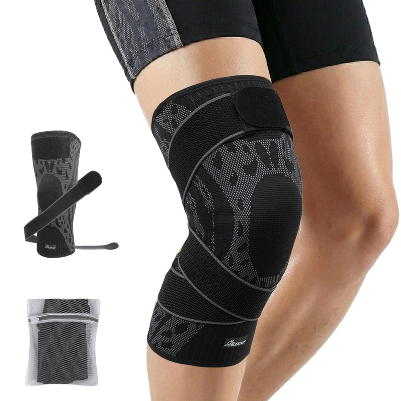 Wrestling Knee Pad, BJJ Knee Sleeve with Detachable Straps – Anti-Slip Compression Brace with Full Knee Cap Protection – for BJJ, Judo, MMA, Basketball, Tennis & Running Sports. (Size L) Large - BeesActive Australia