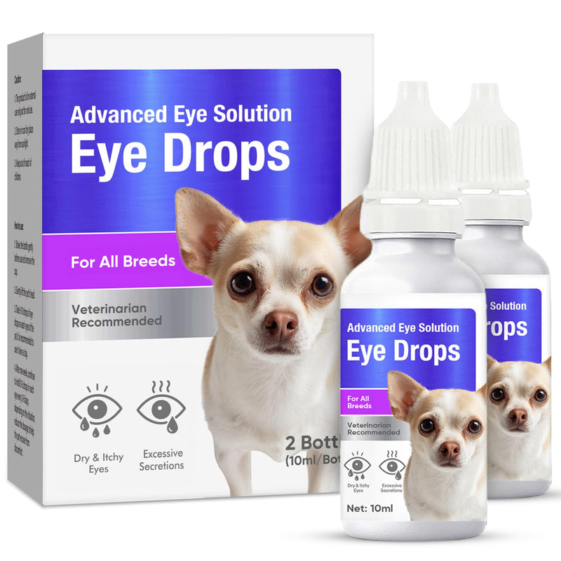 Dog Eye Drops, Premium Eye Drops for Dogs to Flush & Soothe, Advanced Dog Eye Wash for Daily Care & Tear Stain Prevention, Effective Dog Eye Infection Treatment, 10ml/2 Bottles 1Count(Pack of 1)