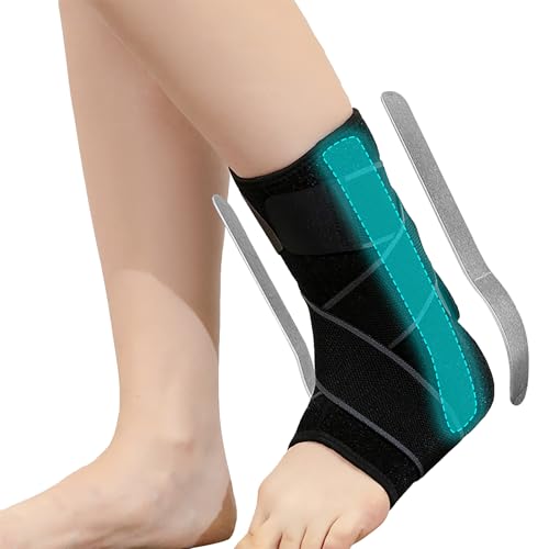 Ankle Braces for Women & Men, Ankle Support with Aluminum Splint, Crossed Elastic Strap, Compression Sleeve for Sprain, Tendonitis, Sporting, 1 Piece for Left or Right Foot, Black, Asian Size XL X-Large