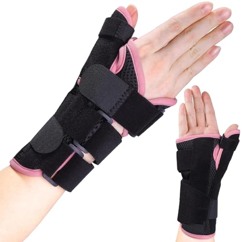 Adjustable Wrist & Thumb Immobilizer Brace, Breathable Wrist Support with Aluminum Splint for Carpal Tunnel, Sprain, Arthritis, Left Hand S