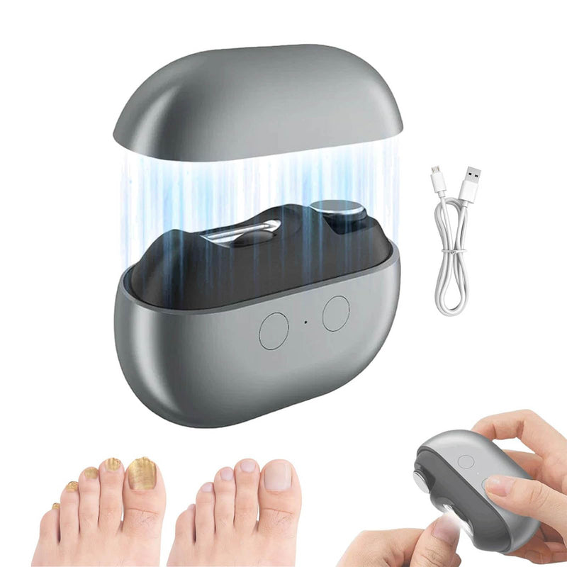 Grey Electric Nail Clippers with LED Light, USB Rechargeable Smart Nail Trimmer, 3-in-1 Automatic Cutter for Thick Nails, Low Noise Design with 500mAh Battery, Ergonomic Handle for Easy Care - BeesActive Australia