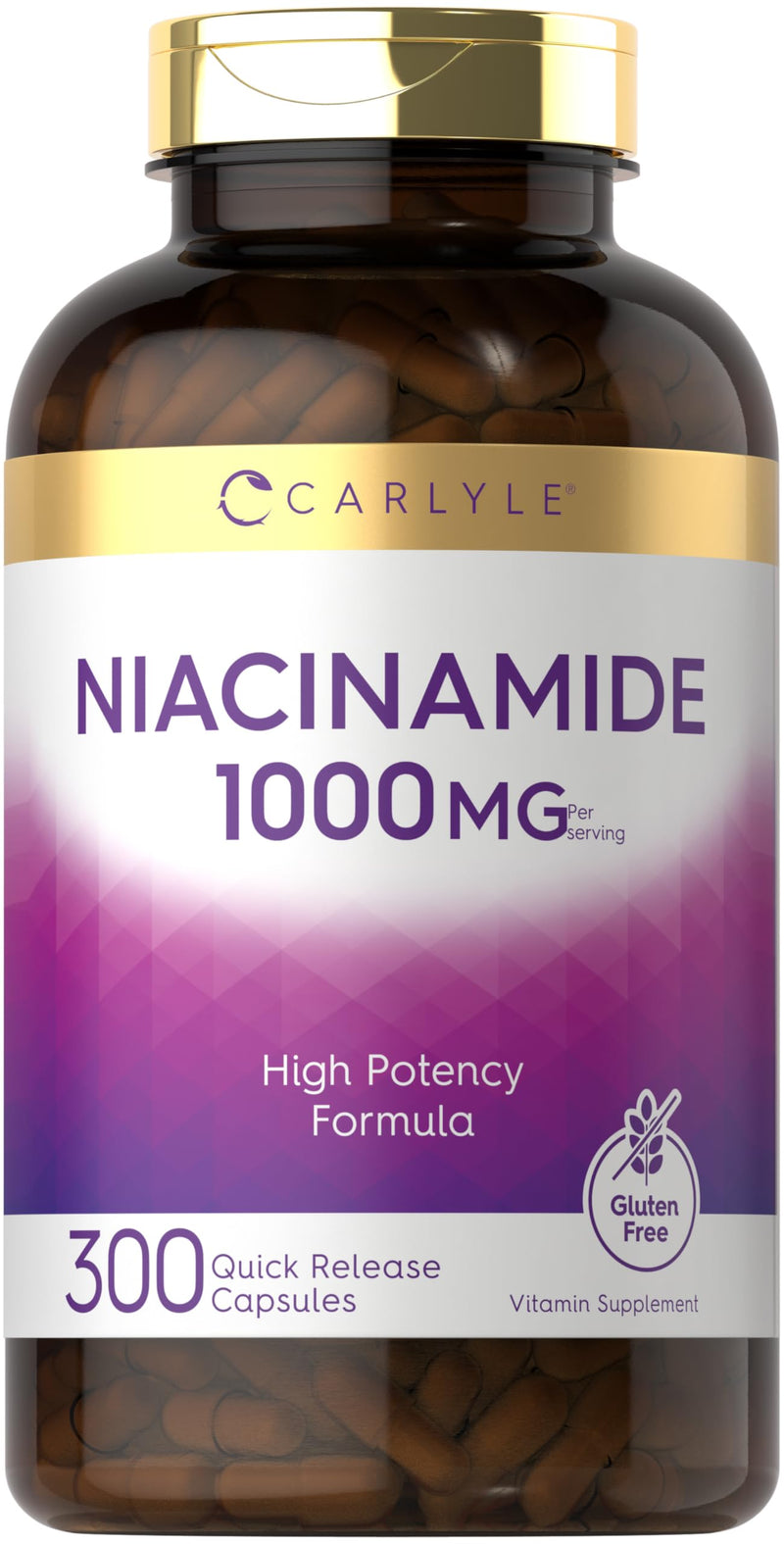 Carlyle Niacinamide 1000 mg | 300 Capsules | High Potency Formula | Non-GMO, Gluten Free Supplement 300 Count (Pack of 1)