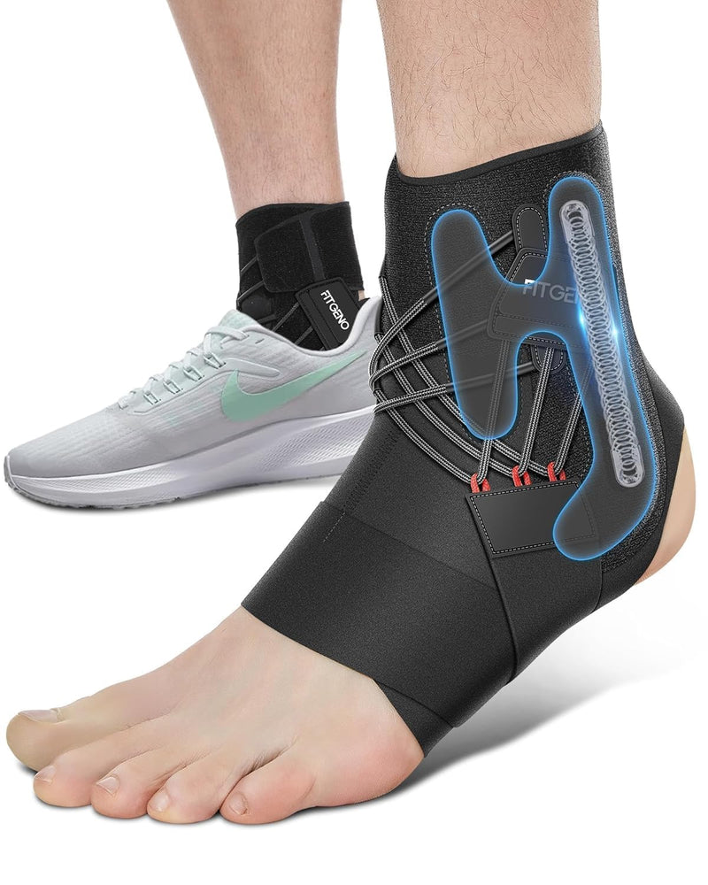 Fit Geno Ankle Brace for Sprained Ankles - Adjustable Breathable Support with Quick-Release Straps for Pain Relief and Swelling Reduction for Men and Women (Left M/L, Ankle size 9''-9.8'') Left - BeesActive Australia