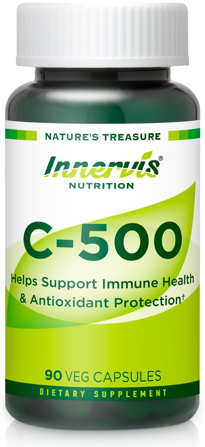 C-500, Powerful Antioxidant Protection & Immune Health, Vitamin C 500mg, 90 Veg Capsules, Daily Immunity and Wellness Support Supplement,