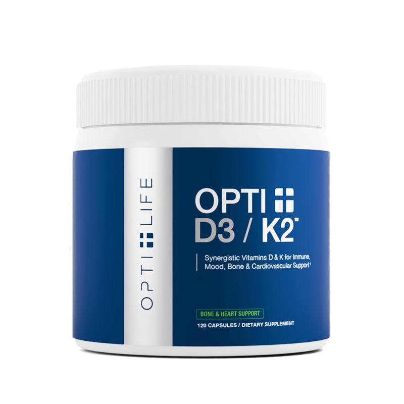 Opti+ Vitamin D3 K2 (MK-7) Supplement – Supports Bone Strength, Cardiovascular Health & Immune Function*, Vitamin D3 K2 Daily Support – 120 Capsules, 120-Day Supply