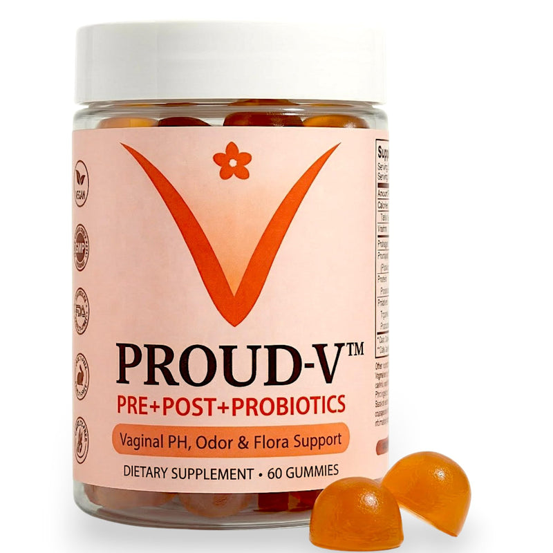 Proud·V - Vaginal Health Gummies - pH, Odor & Flora Support - Feminine Balance Wellness Formula - Hawaiian Pineapple - Vegan, Gluten-Free - 60 Gummies, 30 Servings