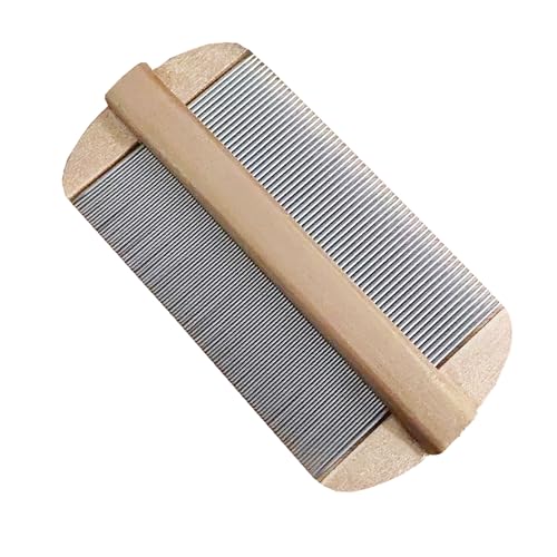 Vivifivenca Durable Lice Comb Stainless Steel Asian Large size 4inch Double - Sided Ultra Fine Tooth (Nits/Eggs), Dense Tooth (Flea/Ticks/Dandruff), Safe for Humans & Pets Scalp (Gold）
