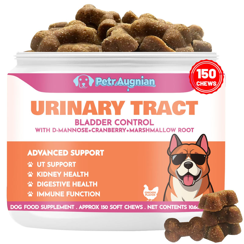 Dog Urinary Tract Supplement & Natural UTI Medicine Cranberry & D-Mannose -Kidney+Bladder Support - Best Prevention Incontinence & Bladder Stones-Cranberry Supplement - 150 Chews
