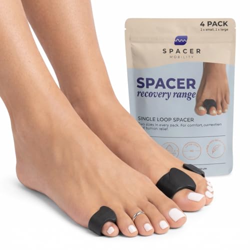 Spacer Mobility Single Toe Spacer for Bunion Relief and Plantar Fasciitis Support, Soft Gel Toe Separators for Alignment, Foot Tension and In-Shoe Comfort | 4 pieces