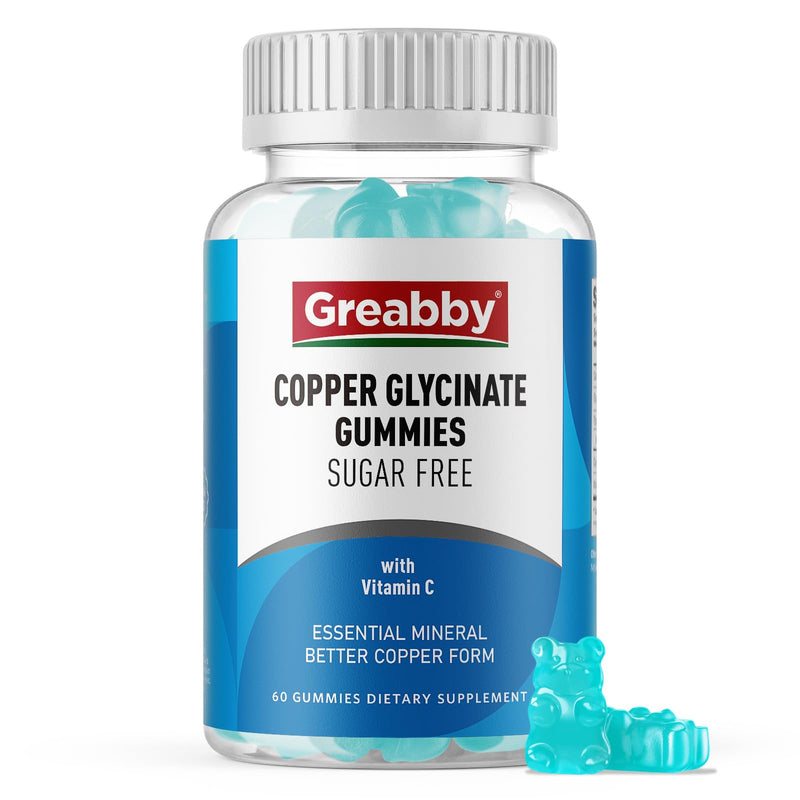 Copper Supplements Gummies, 2mg Chelated Copper Glycinate, 60 Count | Copper with Vitamin C, High Absorption for Women Men Adults, Immune, Energy, Skin & Bone Health, Sugar Free