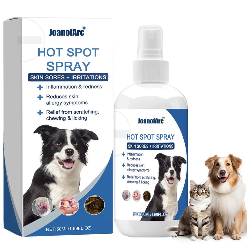 JoanofArc Skin & Wound Care Spray for Dogs & Cats,Hot Spot Spray for Dogs Skin Sores and Irritations | Itch Relief for Dogs and Prevents Chewing and Licking at Skin, Safe for All Animals. 1.69 Ounces