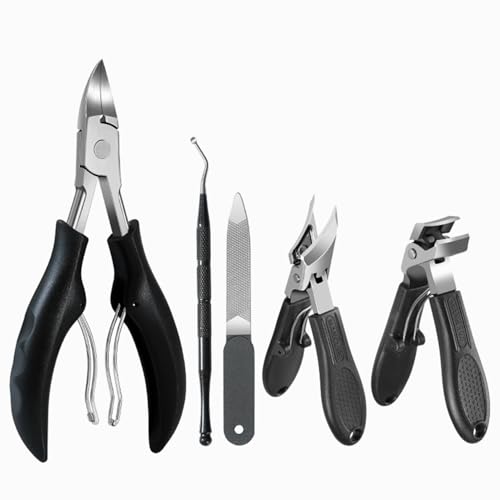Toenail Clippers for Thick Toenails for Seniors, Angled Head Large Toe Nail Clippers for Thick Nails for Men, Heavy Duty Ingrown Toenail Clippers with Wide Jaw, Sharp Slanted Nail Cutter Black