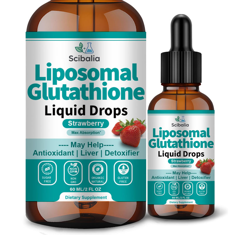 5-in-1 Liposomal Glutathione Supplement Liquid Drops 1750mg | Ultra Strength L-Glutathione w. Milk Thistle Alpha Lipoic Acid, Skin Whitening Liver Detox Antioxidant Immune Brain Health Strawberry 2 Fl Oz (Pack of 1)