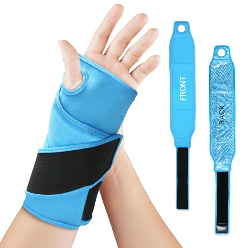 Wrist Ice Pack Wrap for Carpal Tunnel, Gel Ice Packs for Injuries Reusable Blue