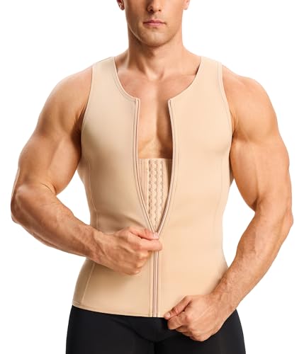 Nebility Compression Shirt Men Fajas Hombres Shapewear Tank Top Body Shaper Large Beige