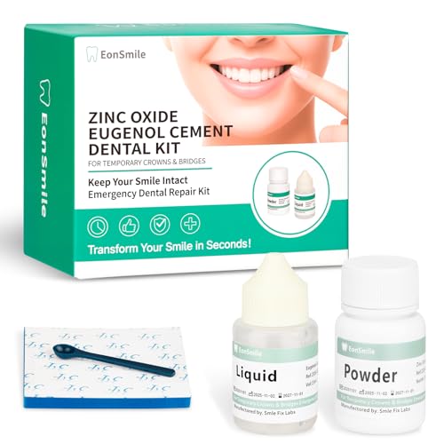 Temporary Tooth Repair Kit & Dental Cement for Crowns and Bridges - Emergency Cavity Filler, Dental Glue for Loose Caps, Zinc Oxide Eugenol, 20g & 15ml