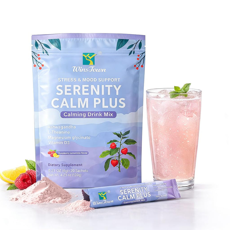 Calm Stress Support Drink Mix Powder, Raspberry Lemonade, 20 Sticks | Magnesium Glycinate, L-Theanine & Ashwagandha with Vitamin D3 for daily calm and relaxation support