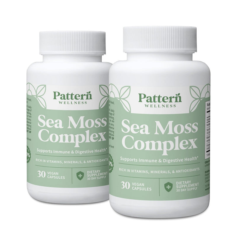 Pattern Wellness Sea Moss Complex Supplement – 60 Capsules | Sea Moss, Burdock Root, Bladderwrack, Vitamin C & Ginger – Supports Immune & Digestive Health – Vegan, Non-GMO 30 Count (Pack of 2)