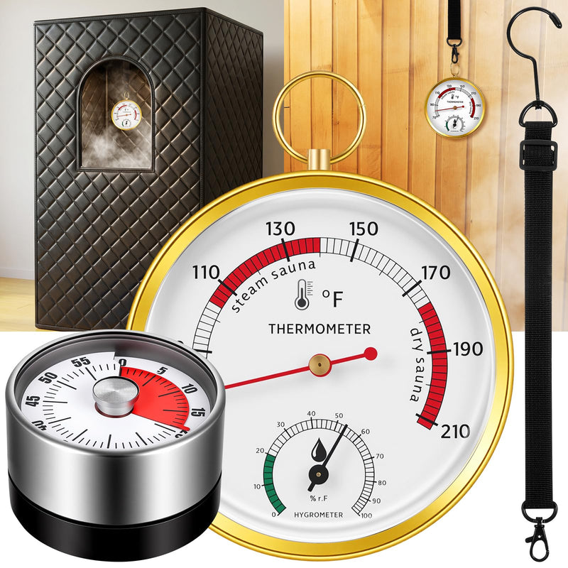 2 Pcs Sauna Thermometer and Hygrometer, Timer, Upgraded Lanyard-Mounted for Portable Steam Sauna Box, Ideal for Infrared/Indoor/Home Use, Essential Accessory and Gift for Enthusiasts - BeesActive Australia