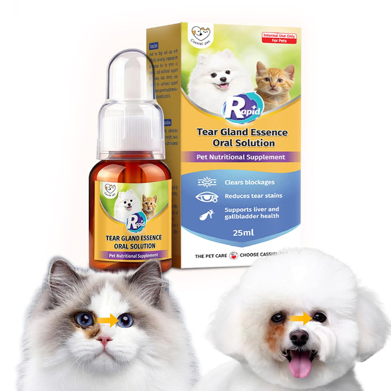 Tear Gland Essence Oral Solution for Tear Stain Remove, Reduce Tear Production, Relieve Redness & Swelling, Alleviate Allergy-induced, Improve Tear Gland Function for Cat & Dog (1 Bottle) 1 Bottle