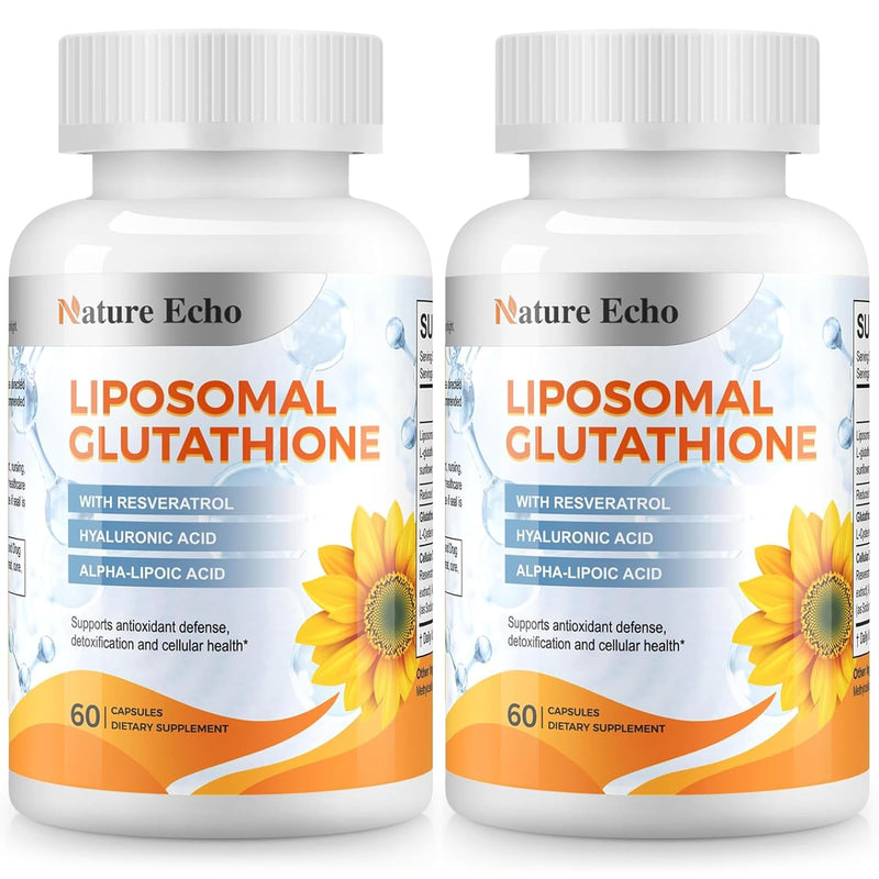 Liposomal Glutathione Supplement 1200mg, Antioxidant Blend, 120 Capsules | Cell Defense Blend:resveratrol, hyaluronic acid, alpha-lipoic acid, Liver Health, Immune Support, Non-GMO, Gluten Free, Vegan 60 Count (Pack of 2)