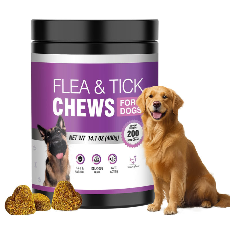 Dog Flea and Tick Chewable 200 Count Soft Chews Chicken Flavor Dog Flea Chewable Supports Skin Comfort and Daily Wellness for Dogs During Seasonal Changes Flea Chews for Dogs