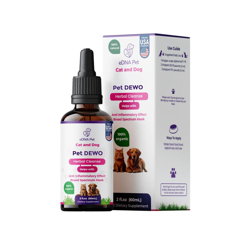 eDNA Pet Herbal Cleanse Drops for Cats & Dogs – Natural PAU D’Arco & Plant-Based Blend – Daily Digestive & Immune Wellness Support – 2 fl oz