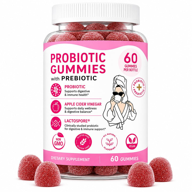 Balancing Act - Women’s Probiotic Gummies with Prebiotic, Apple Cider Vinegar, LactoSpore®, DE111®, Vitamin B6 and Vitamin E – 60 Count (30 Day Supply)