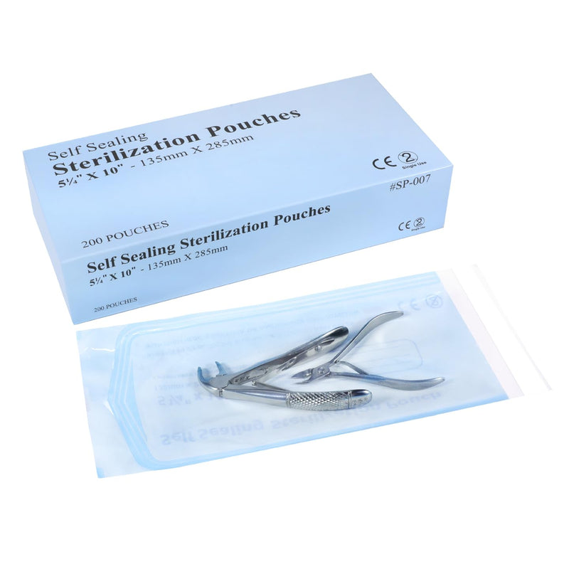 200 Packs Self Seal Sterilization Pouches 5.3"x11" with Color Changing Indicator, Autoclave Sterilizer Bags for Dental, Tattoo, Nail Instrument Tools 5.3"x11" - BeesActive Australia
