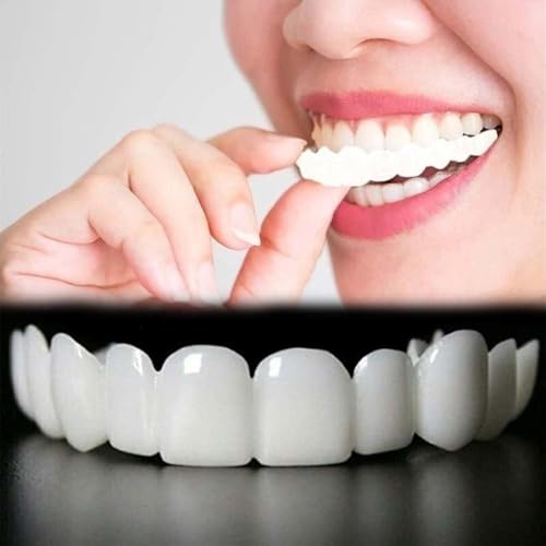 2 Pairs,Temporary Adjustable Smile Support, Comfortable & Secure, Top & Bottom Included.(White) (3)