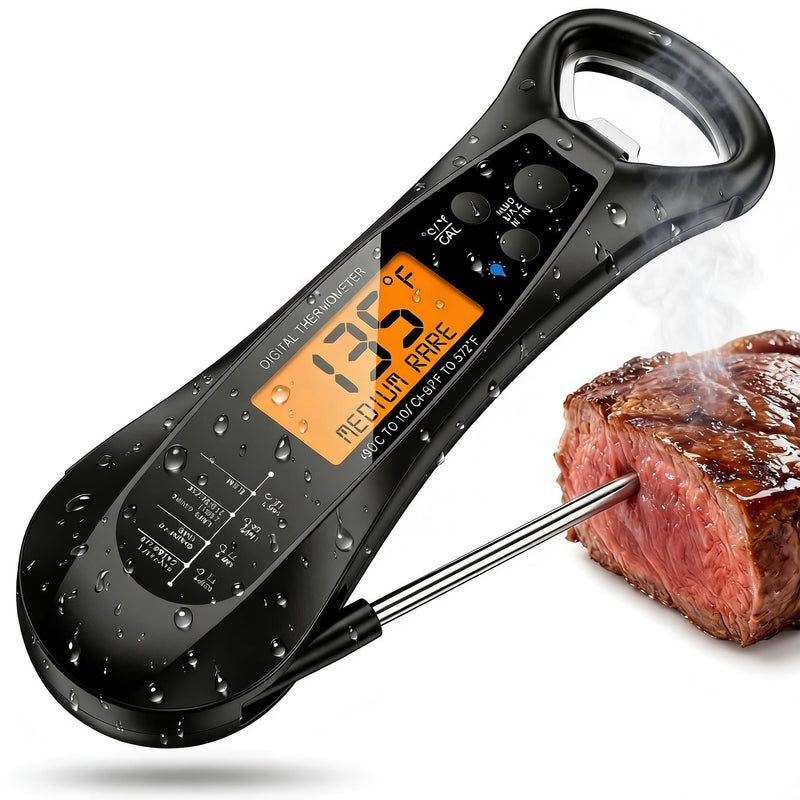 Instant Read Meat Thermometer for Cooking – Waterproof Digital Food Thermometer with Backlit LCD, Long Probe, Fast Accurate Kitchen Thermometer for BBQ, Grill, Candy & Oil (°C/°F) - BeesActive Australia