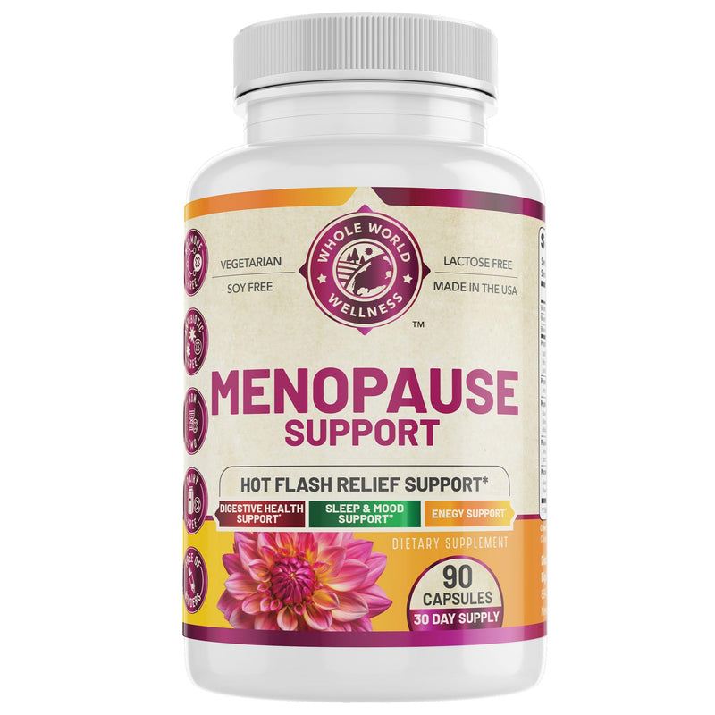 Complete Menopause Support with Probiotics & Prebiotics | Female Hormone Balance Support for Hot Flash Relief, Sleep & Mood | Dairy Free & Non-GMO | 90 Capsules | USA Made.