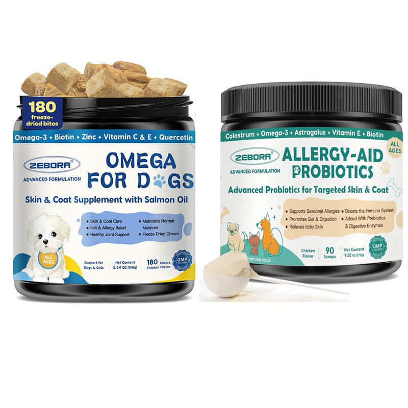 ZEBORA Probiotics for Dogs - Dog Probiotics, Salmon Oil for Dogs