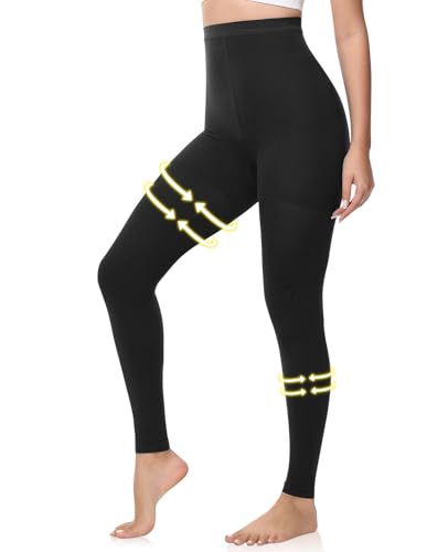beister Compression Leggings, 15-20 mmHg Footless Waist-High Tights Black XL