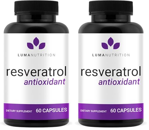 Luma Nutrition Pure Resveratrol Supplement - Antioxidant - 60 Capsules (Pack of 2) 60 Count (Pack of 2)