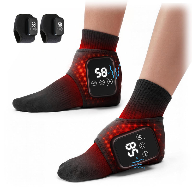 Foot Renew Triple Method Massager, 3 in 1 Cordless & Portable Foot and Ankle Massager with 3 Vibration Modes & 3 Heat Levels, for Heel, Arch, and Ankle Comfort & Relief for Home/Office/Travel (2PCS) 2PCS