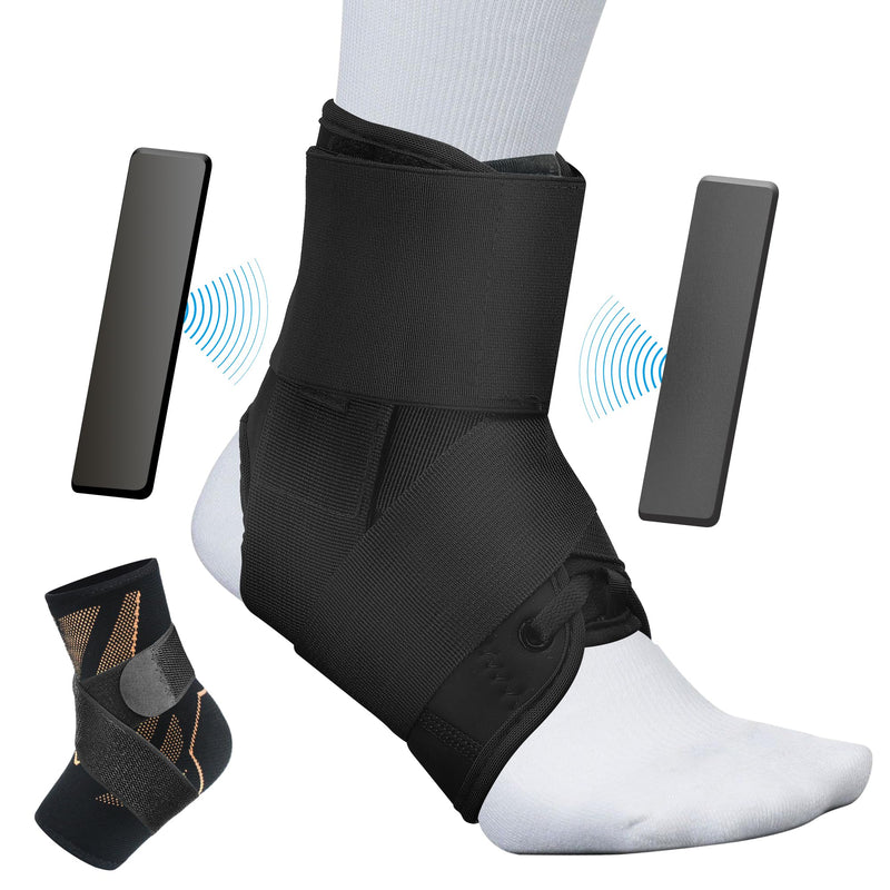 Ankle Brace for Sprained Ankle,Lace Up Adjustabe Ankle Brace with Side Stabilizers,Ankle Braces for Men & Women,Foot Ankle Support Splint,Left & Right,Sports Athletic Soccer Basketball Running Black Medium - BeesActive Australia