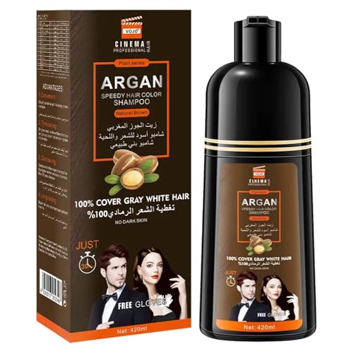 Dark Brown Hair Dye Shampoo, 2-in-1, 420ml, Gray Coverage Dark Brown