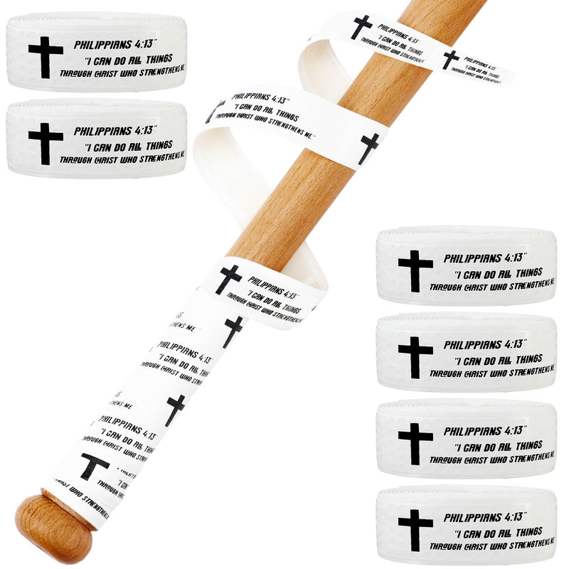 Sotiff 6 Pcs 43 Inch Cross Baseball Bat Grip Tapes 1.5 mm Precut and Full Adhesive Bat Tape for Softball Non Slip Religious Baseball Grip Tapes for Sports White - BeesActive Australia